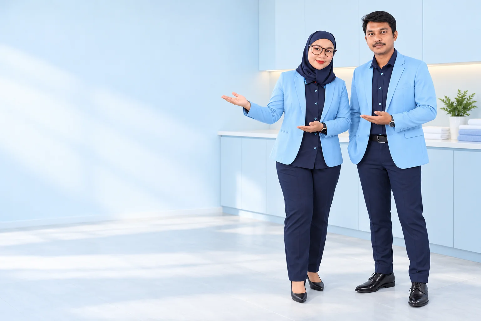 Creative laundry portrait of Ahmad and Dayah, based on their approved master photographs