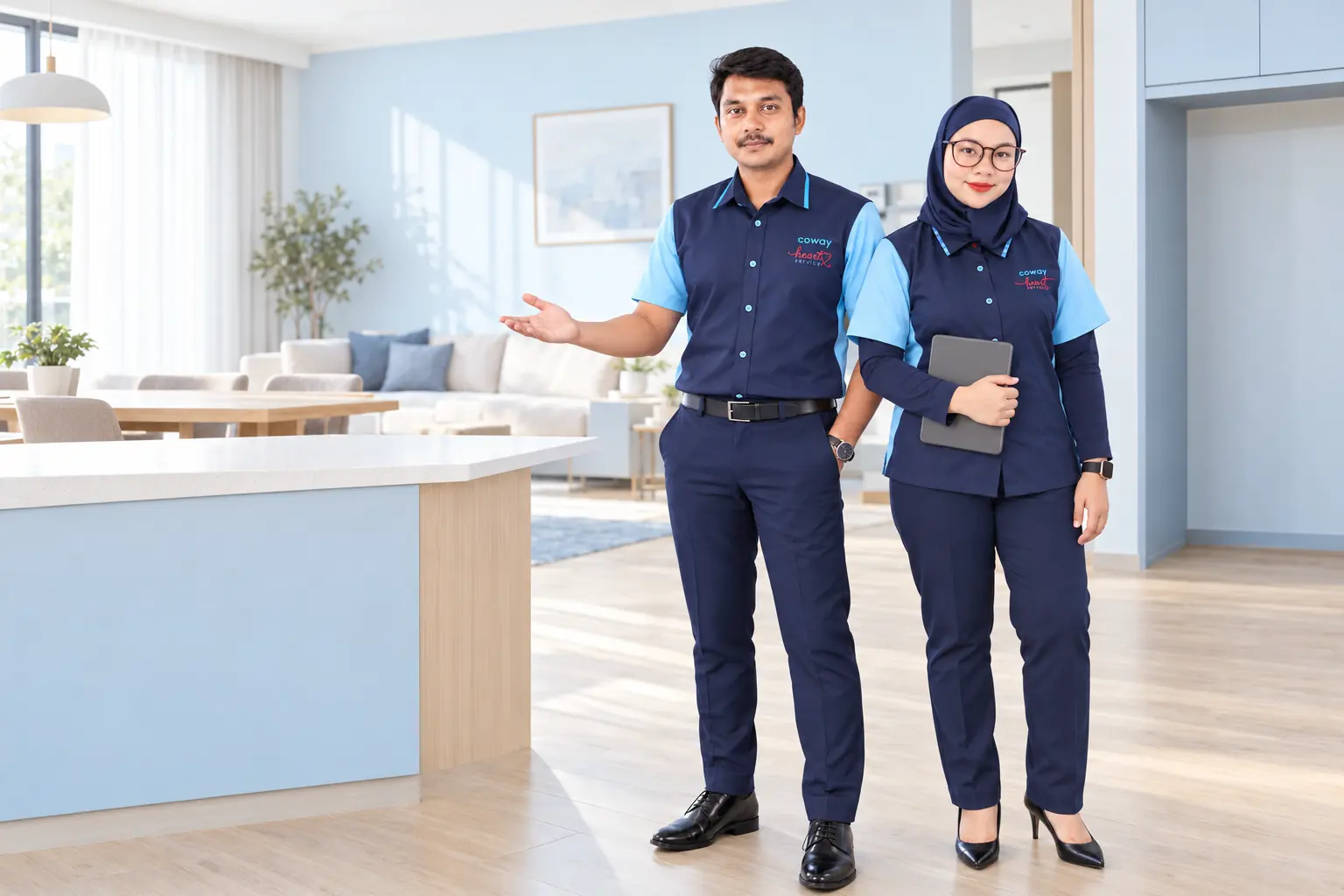 Ahmad and Dayah welcoming you in a bright modern home